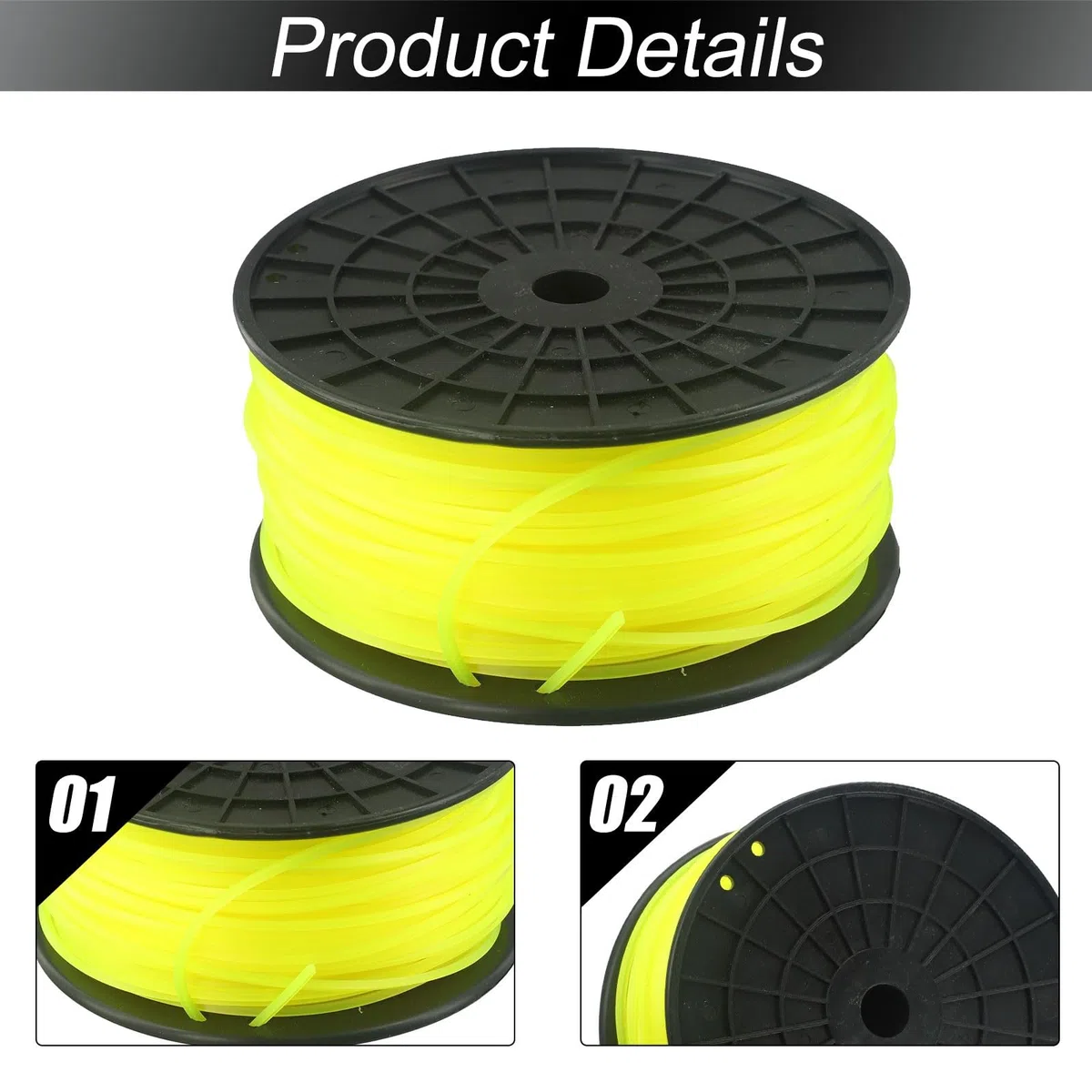 Hilo de corte cuadrado amarillo de 3 mm x 100 m, alambre de hierba de nailon para desbrozadoras, compatible con efco para Honda Bu-ko para kaaz y oleomac