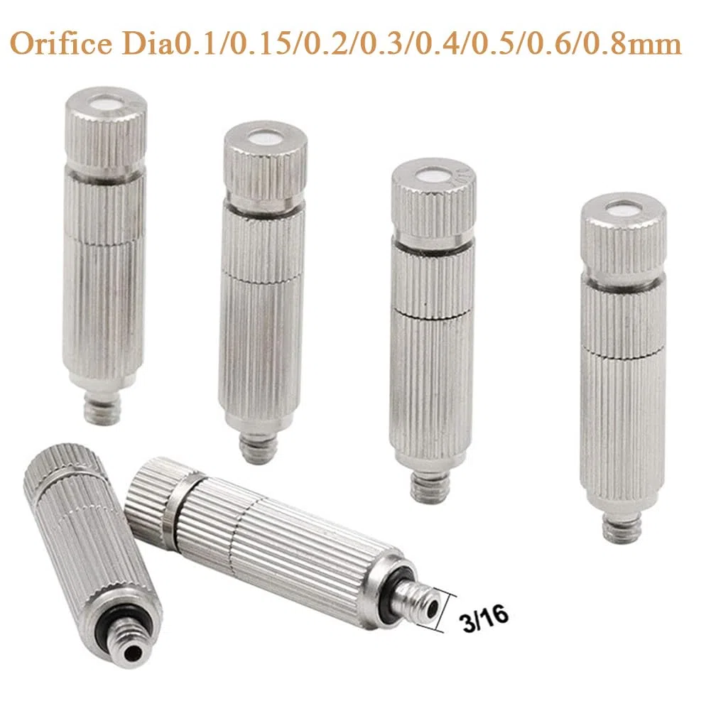 Boquillas nebulizadoras de alta presión, 50 piezas de accesorios for tuberías de riego por aspersión con boquilla de pulverización de 0,1 MM ~ 0,8 MM(Stainless Steel,3 Sections 0.5mm Orifice Dia)