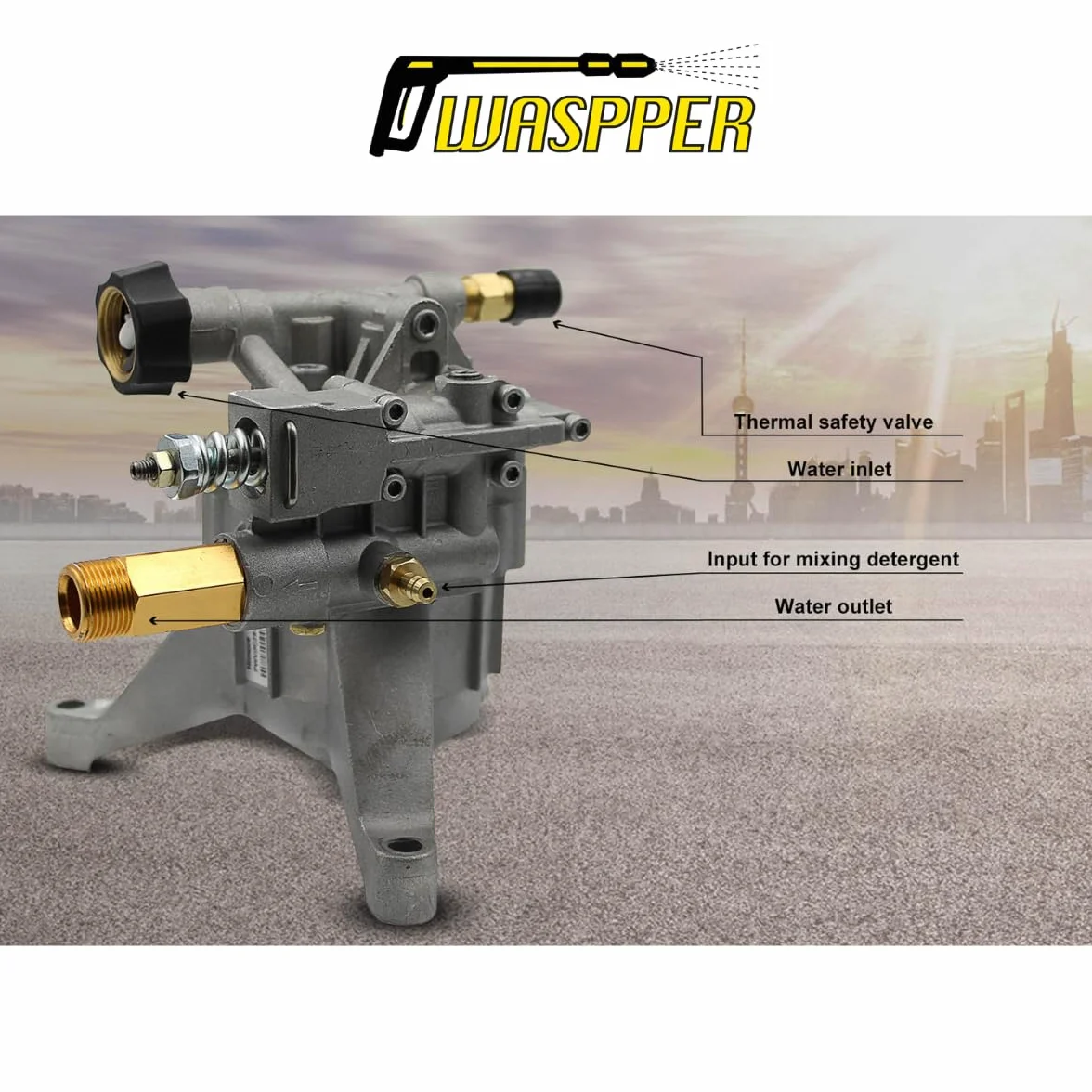 ✦ Bomba de repuesto vertical 3100 PSI 210 bar y bomba de repuesto para lavadora a presión de 6.5 HP ✦ Cabezal de aluminio, modelo PA000-PWVR28/2.5H