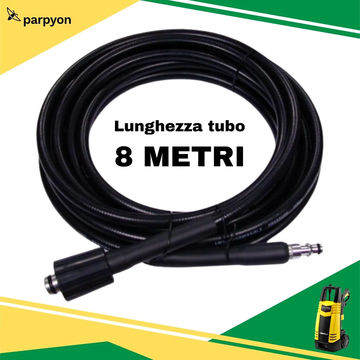 Parpyon Lavor - Manguera de repuesto para lavadora de agua fría Lavorwash y fasa con conexión rápida, 8 metros (8 metros)