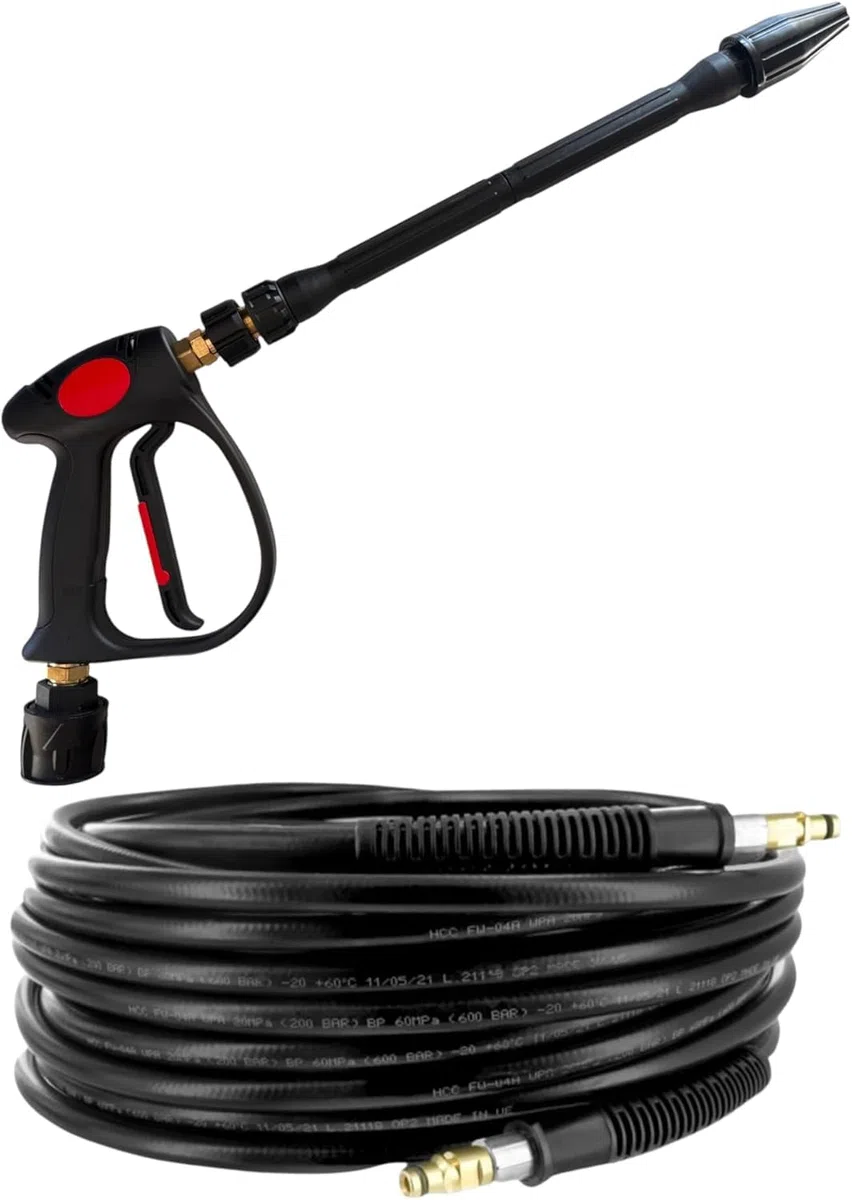 M&M Smartek Pistola Alta presión Quick Connect con Manguera 15 m, 310 Bar | Pistola de alta presión para agua fría o caliente según modelo; comprobar conexión, caudal, presión y equipo antes de usar.