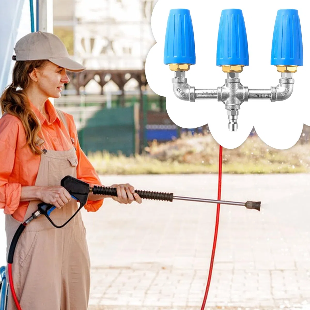 Boquillas Para Máquina De Lavado A Alta Presión Rotación De 360 Grados | Recambio De Boquilla Para Hidrolimpiadora Para Porches Y Jardines Y Césped Y Balcones Y Terrazas Y Senderos Y Caminos