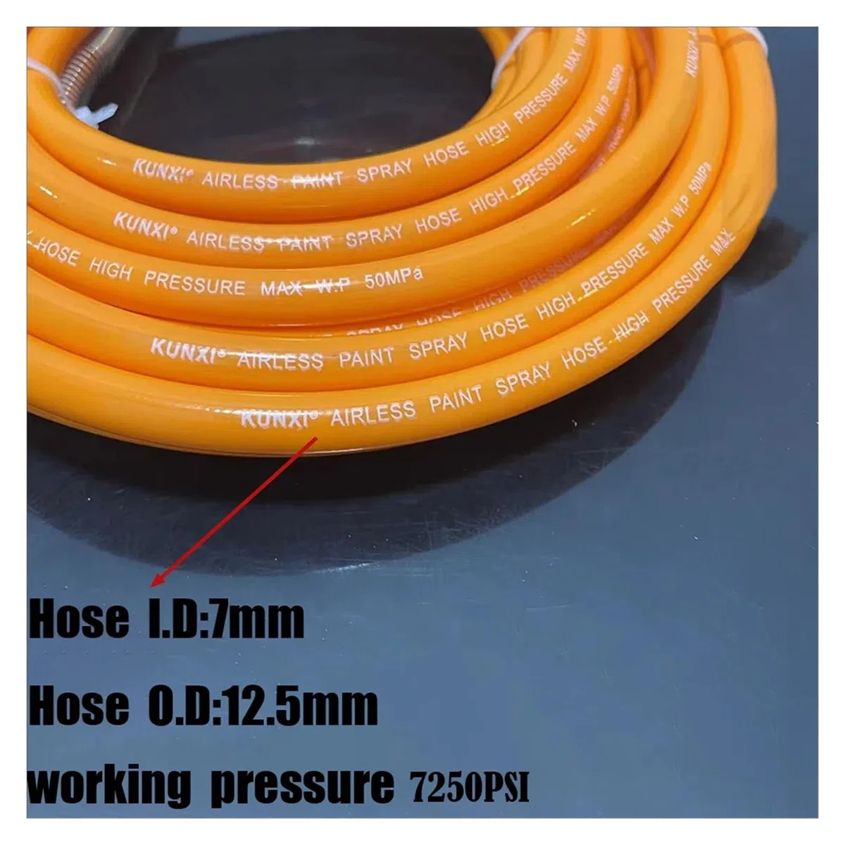Tubo de pulverización de alta presión sin aire, conector de manguera a prueba de explosiones de fibra de nailon, 0,5-40 metros, 1/4BSP7250PSI(15M)