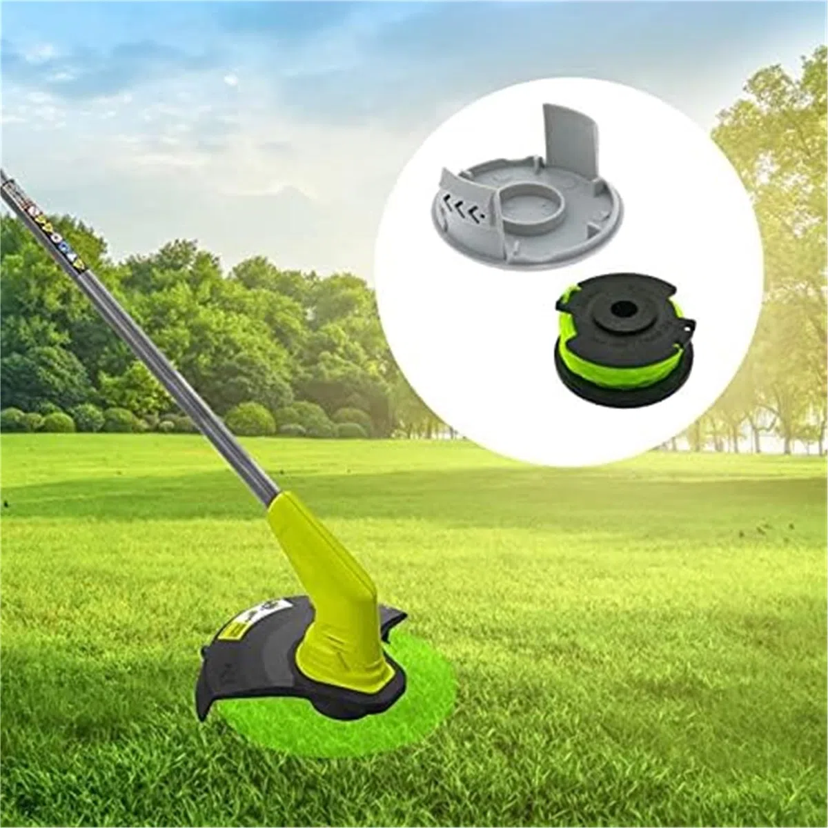 Bobina automática para cortadora de césped Carrete de desbrozadora, para línea de Repuesto de cortadora de Hilo para Ryobi Rac143 6.1MX 2Mm 36V, RLT36B33 RY36LT33A-0(Black 12 2)