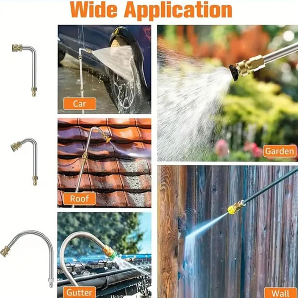 4000 PSI High Pressure Water Gun Stainless Steel Extension Rod, Pressure Washer Extension Wand, Gutter Cleaning Tools, Long Reach Sprayer Lance for Roof with 1/4 Inch Quick Connect