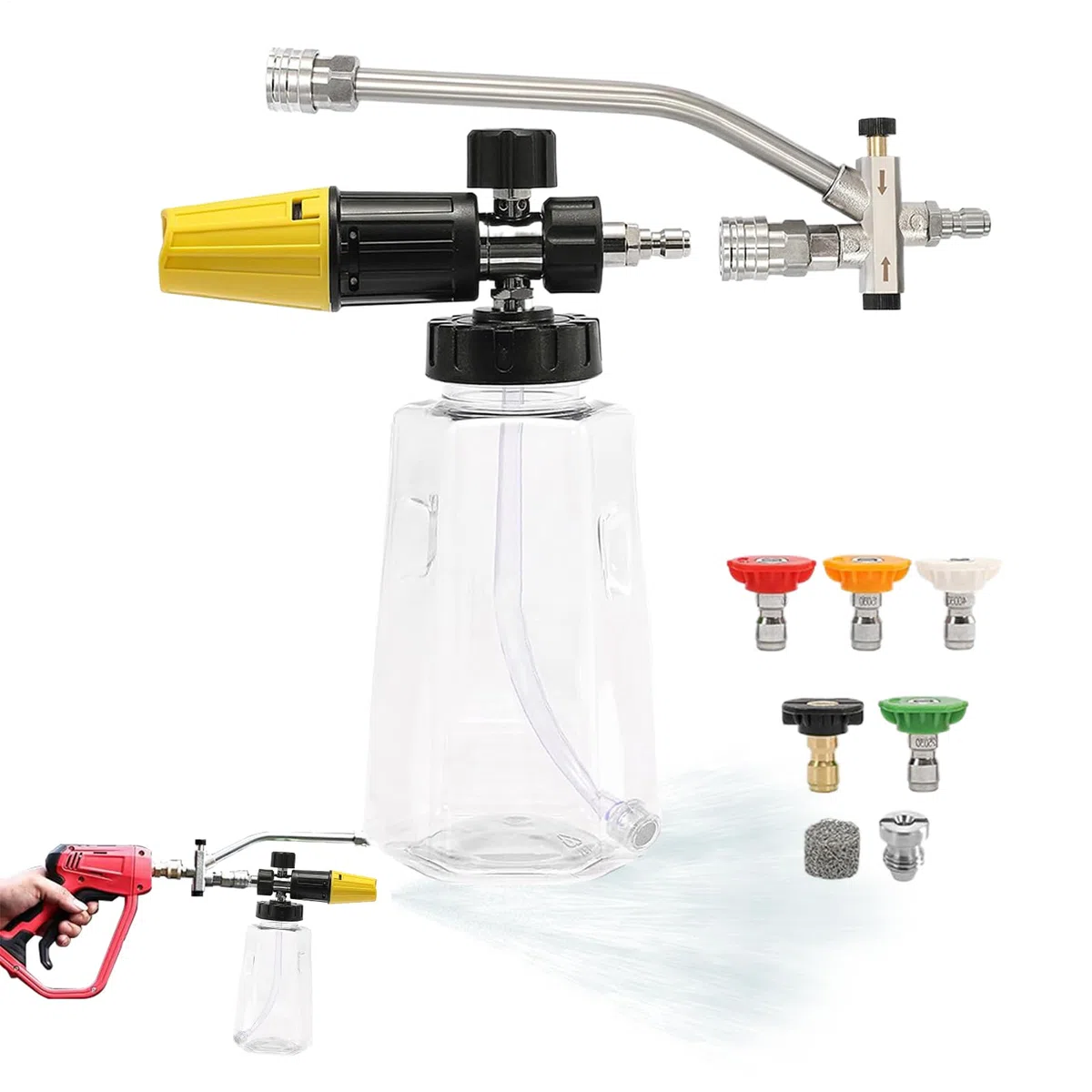 Cañón Espuma Para Lavado Coches Conector Rápido Lavado Y Detallado | Pulverizador Espuma Para Lavado Coches Para Jardín, Terraza, Casa, , Patio, Granja