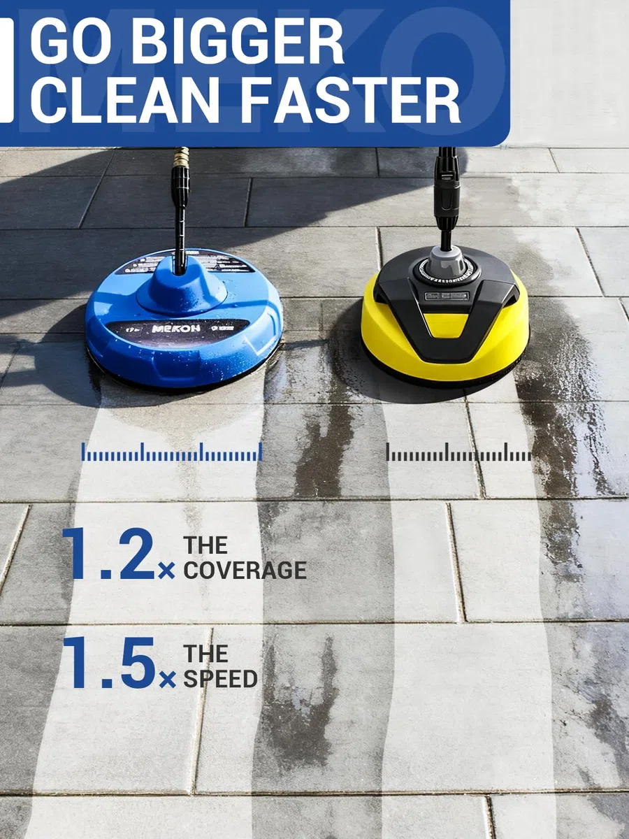 MEKOH Accesorio limpiador de superficies de lavado a presión eléctrico de 14 pulgadas para Karcher, accesorios de lavadora eléctrica para entrada, acera, terraza, patio, limpieza de hormigón, conexión