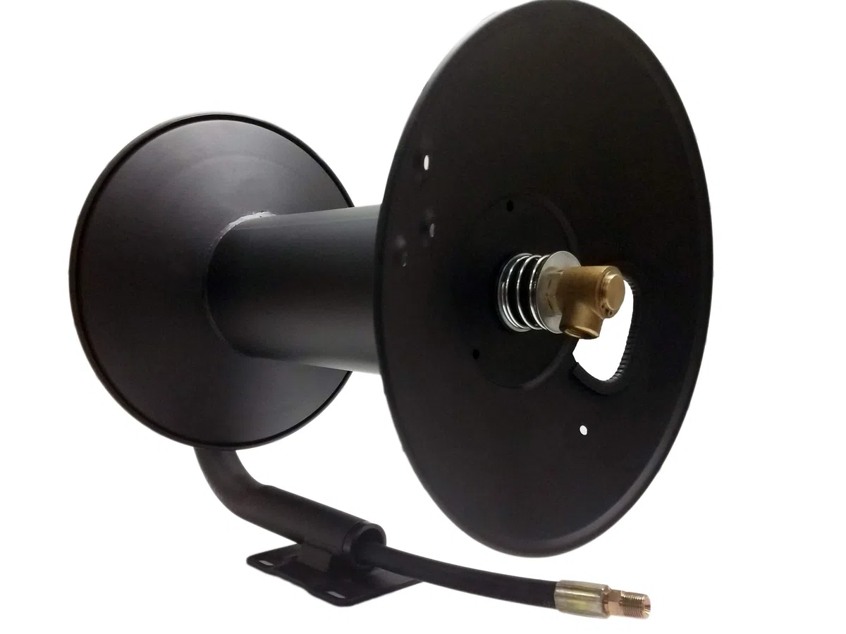 Carrete de manguera de lavado a presión súper resistente, 3/8 pulgadas x 200 pies | Soporte deslizante o de pared, aire y agua, 4000 PSI