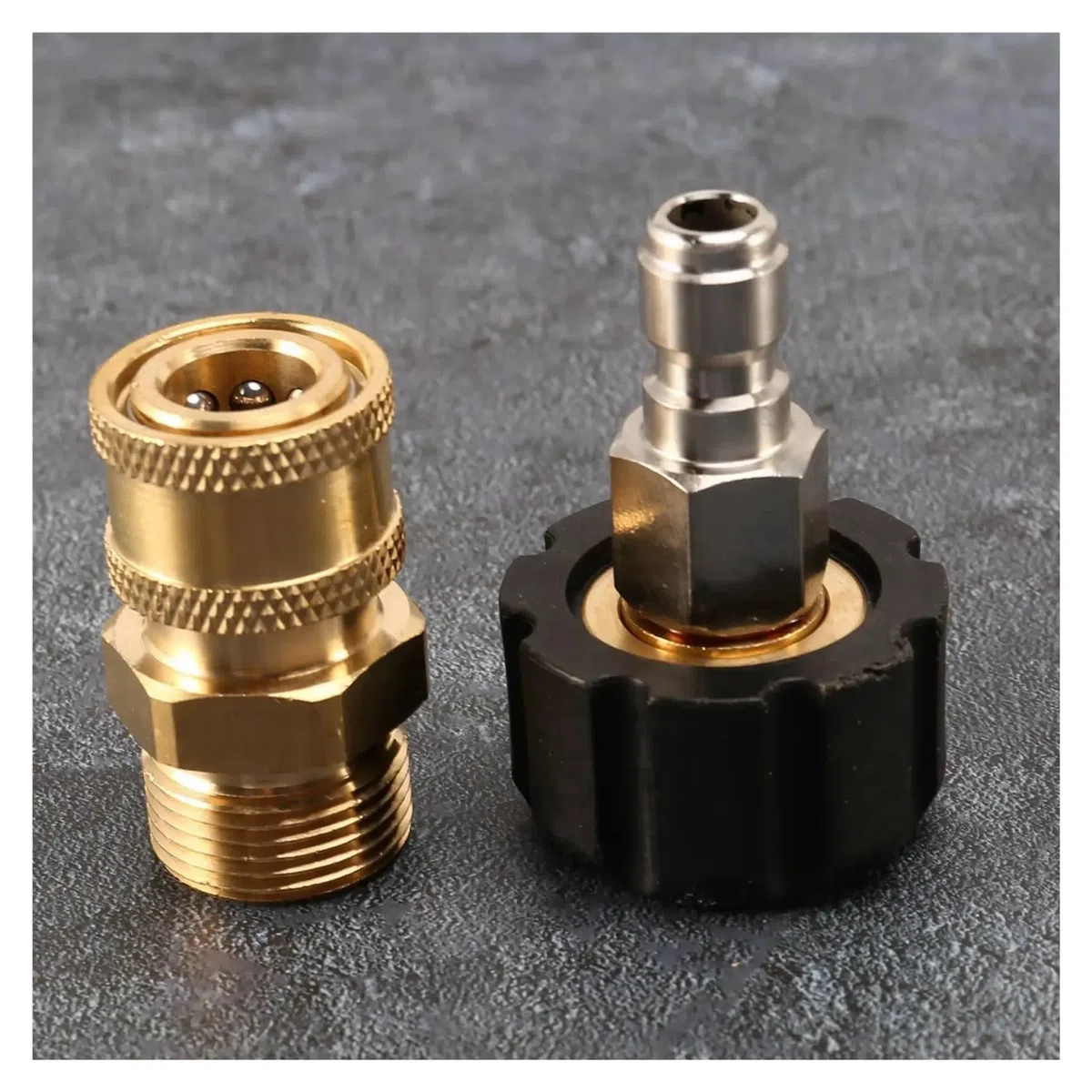 ApuaVireo&Co Adaptador for hidrolavadora, Juego de 8 Piezas, Adaptador M22 de 14 mm a 1/4 de Pulgada, Kit de conexión rápida, Dorado y Negro