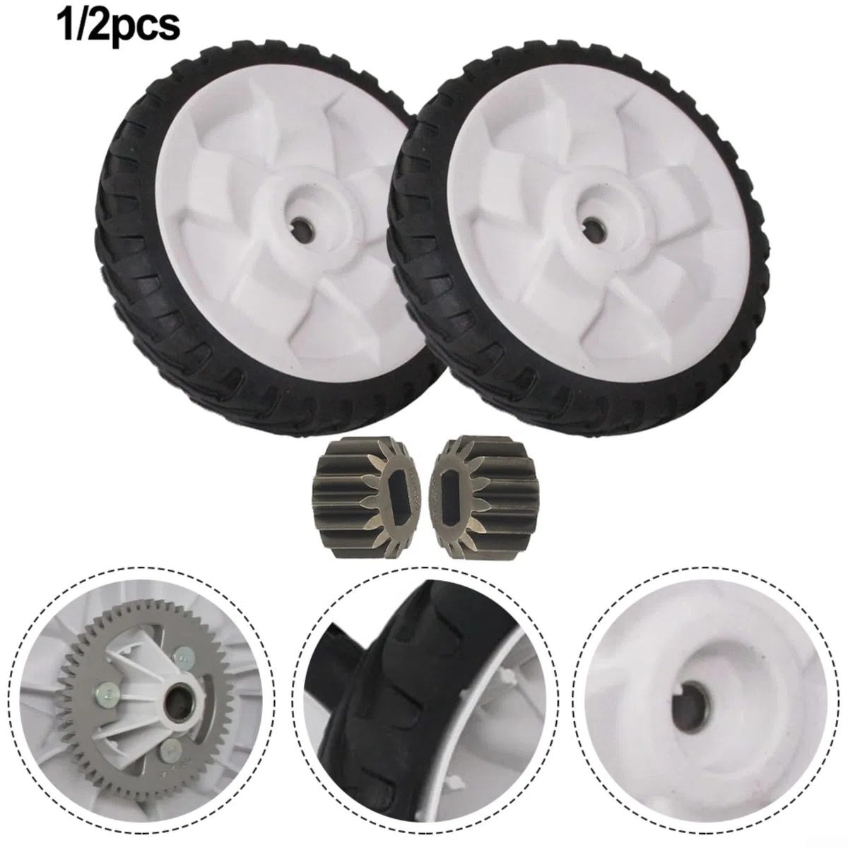 RichVibe Kit de rueda de cortacésped y engranaje de repuesto para Toro 137-4835 131-5399, para 20332C 20337HD y más, 8 pulgadas para piezas resistentes para mantenimiento de tractores de jardín (2