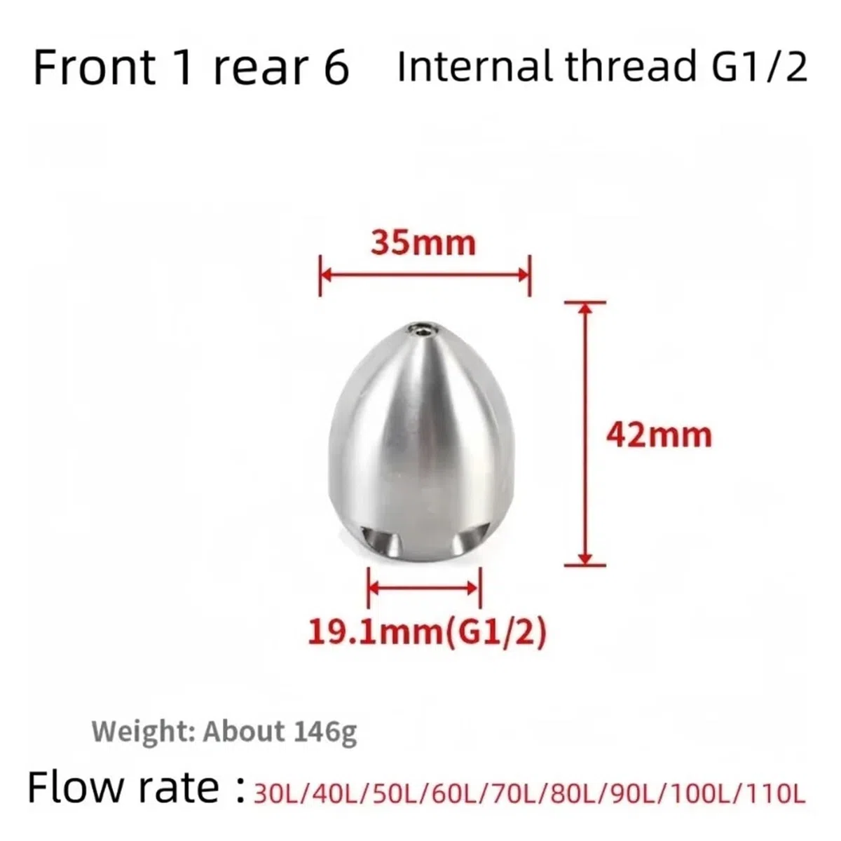 Boquilla de tubo rosca interna G1/2, limpiador desagüe inox | Boquilla para limpiadora de alta presión y drenaje, herramienta manual metálica(200Bar80L)
