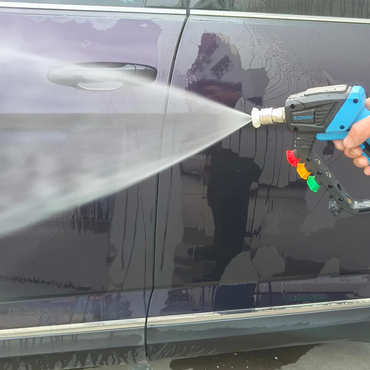 GDHXW Pistola de lavado a presión ajustable de alta potencia con giratorio, con 2 varitas de extensión, 5 boquillas, 10 juntas tóricas, adaptador de rosca de 5000 PSI para lavadora a presión