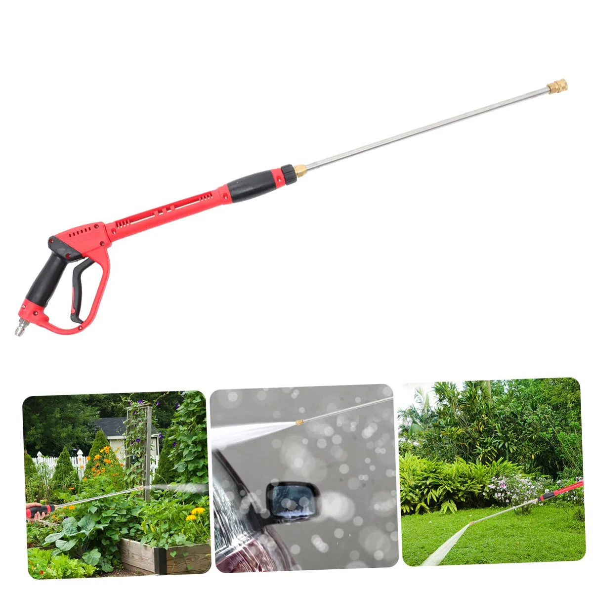 Toddmomy Pistola Lavadora Alta Presión Roja 5000 PSI con M22 | Varilla de Reemplazo, Interfaz 1/4, Cobre y Abs con Acero Inoxidable, Limpieza Doméstica y Lavado de Coche