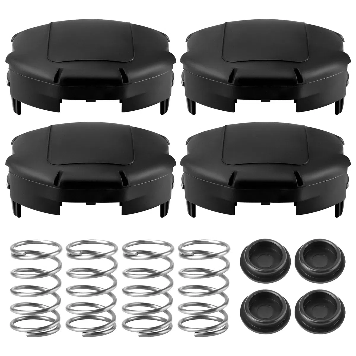 X472000070 - Tapa de alimentación de velocidad de malezas 400 y kit de resorte para Echo Weedeater, cabezales de 4 pulgadas SRM-225, SRM-230, PAS-225 (paquete de 4)