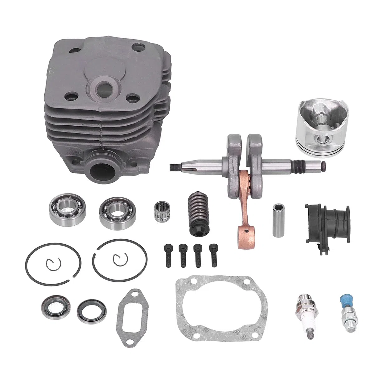 Kit de Sellado de Aceite de Cojinete de Pistón de Cigüeñal de Cilindro de 50 Mm para Accesorios de Motosierra 362 365 371 372 Juego de 14 Piezas Duradero de Aluminio