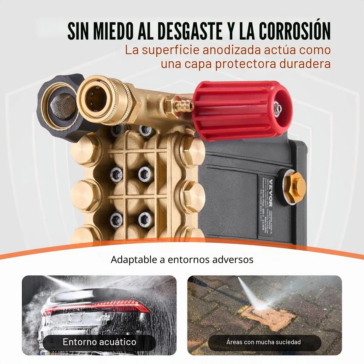 VEVOR Bomba para Hidrolavadora Émbolo Triple Horizontal con Eje de 19,05 mm, 3300 PSI 2,5 GPM, Kit de Repuesto para Hidrolavadora con 5 Boquillas, Compatible con Simpson MorFlex 40224, 40225, 40226