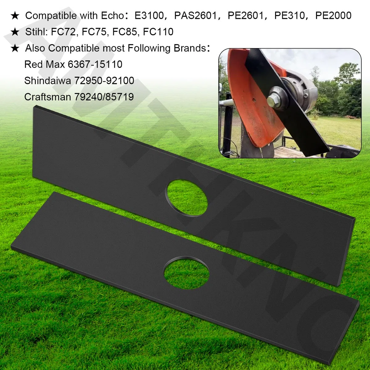 Paquete de 4 cuchillas de bordeadora de 7-1/2 pulgadas (agujero central de 1 pulgada), para Ryobi 613223, Craftsman 85719 79240, Echo 720-237-001, Stihl 4133-713-4101, Maruyama 216062. Green Machine