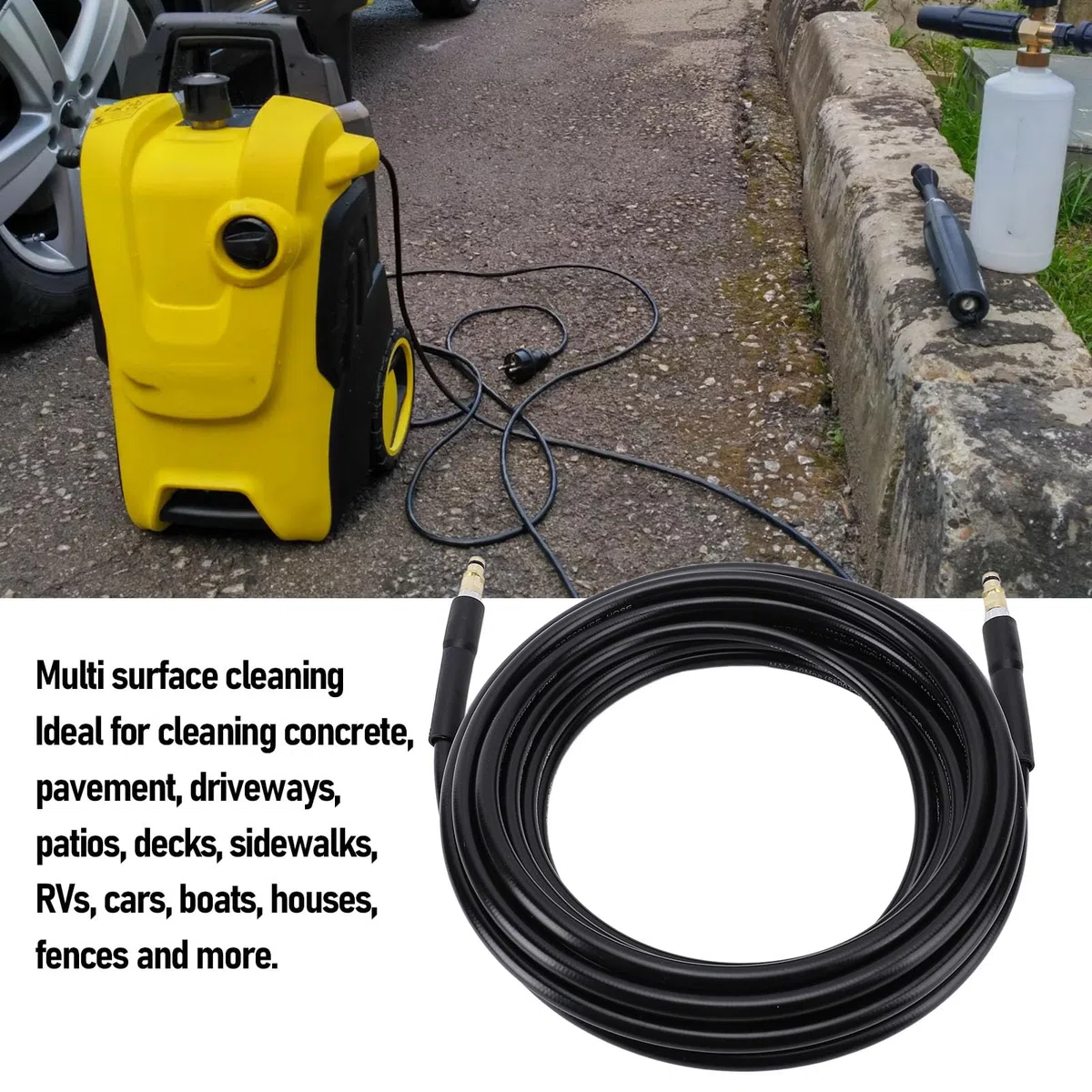 Manguera de lavadora de alta presión, alambre de acero tejido, goma, manguera de extensión de repuesto resistente para lavadora eléctrica K2 a K7, limpieza de entradas de (20M)
