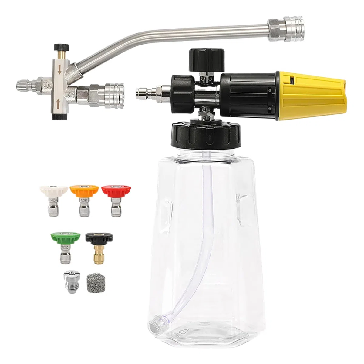 Cañón Espuma Para Lavado Coches Conector Rápido Lavado Y Detallado | Cañón espumador para hidrolimpiadora Resistente Grosor Ajustable Patrón Abanico Conexión Rápida Exterior