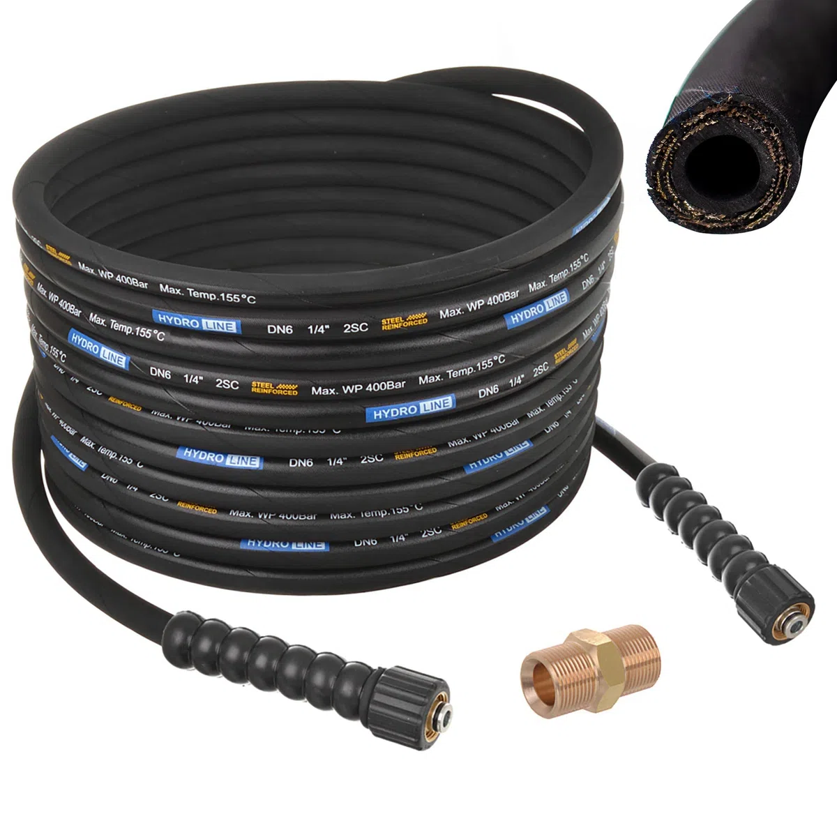 20m 400bar 155° DN6 Profi M22x1,5 Manguera de alta presión para limpiadora de alta presión compatible con HDS de Kärcher