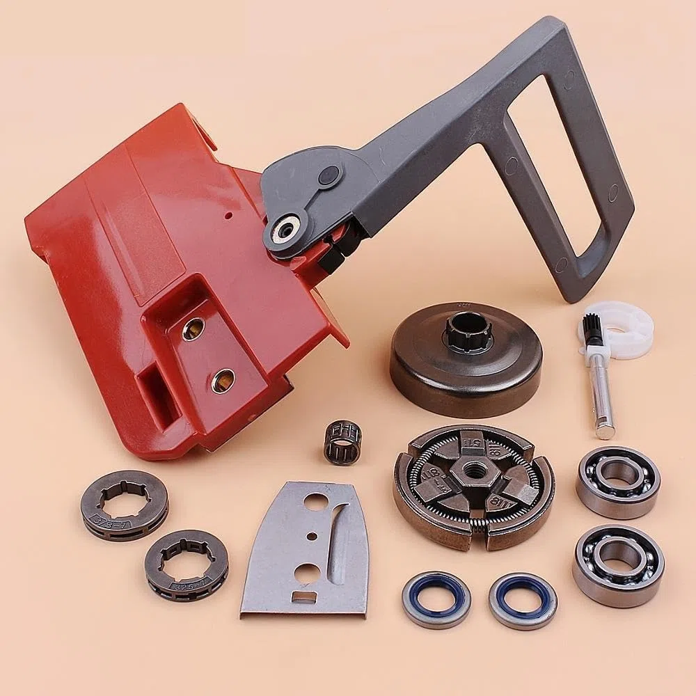 Kit de Bomba de Aceite de manija de Freno de Cadena de Cubierta Lateral de Tambor de Embrague Apto for HUSQVARNA 50 51 55 for Motosierra Rancher con Placa de Barra de Sellos de Aceite de cojinete