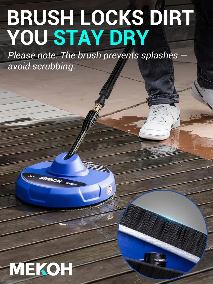 MEKOH Accesorio limpiador de superficies de lavado a presión eléctrico de 14 pulgadas para Karcher, accesorios de lavadora eléctrica para entrada, acera, terraza, patio, limpieza de hormigón, conexión