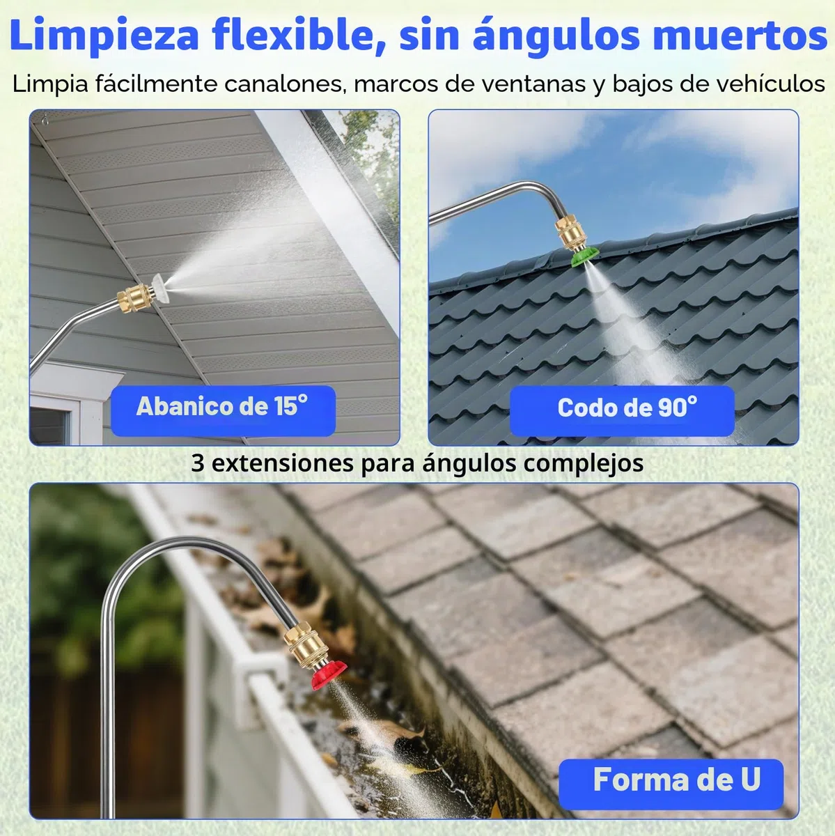Lanza Telescópica para Hidrolimpiadora 7,3 m con Kit de Boquillas y Cepillo | Lanza Hidrolimpiadora con Arnés de Soporte, Extensión Hasta 1,5 a 7,3 m, Compatible 2000-4000 PSI para Coches, Patio, Terraza