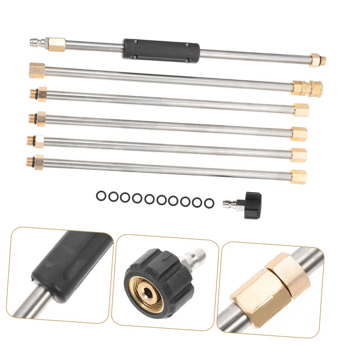 Toyvian Varilla de Extensión para Limpiadora de Alta Presión Herramienta de Limpieza de Automóviles 6 Piezas Incluye Boquillas Instalación