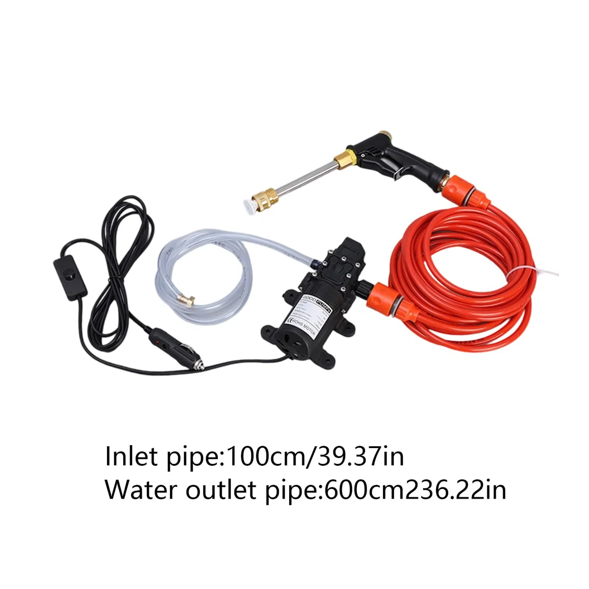 Hidrolimpiadora Portátil Con Manguera Y Pulverizador Eléctrico De Limpieza | Kit Lavado Coches 12V con Depósito Espuma Para camiones, coches, exteriores, patios, jardines, paredes, suelos, limpiez