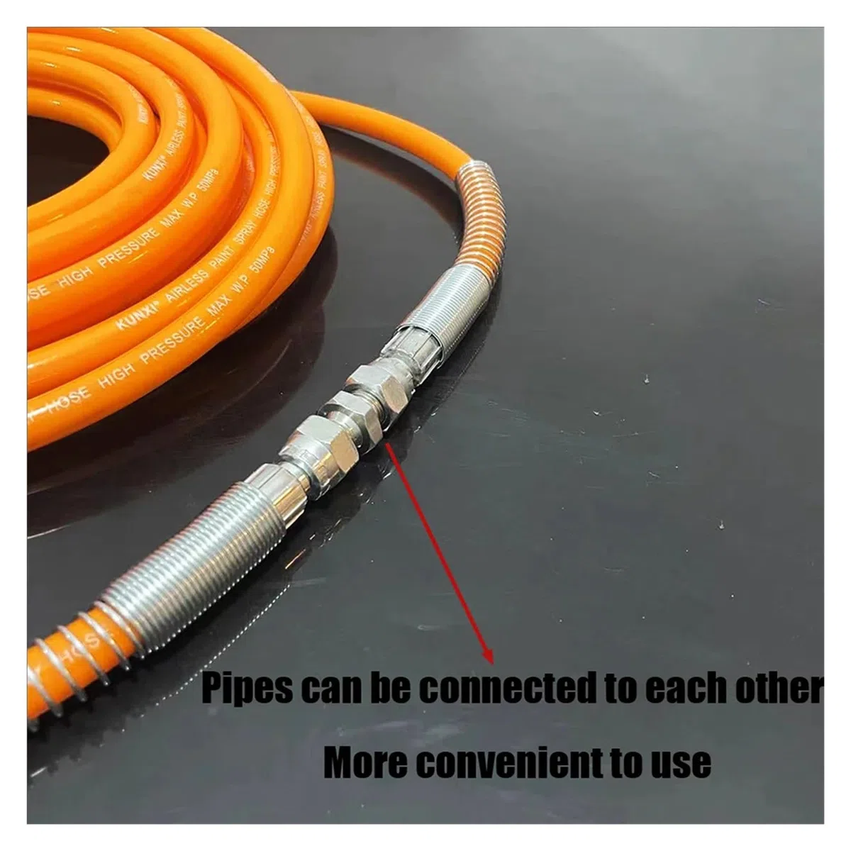 Tubo de pulverización de alta presión sin aire, conector de manguera a prueba de explosiones de fibra de nailon, 0,5-40 metros, 1/4BSP7250PSI(15M)