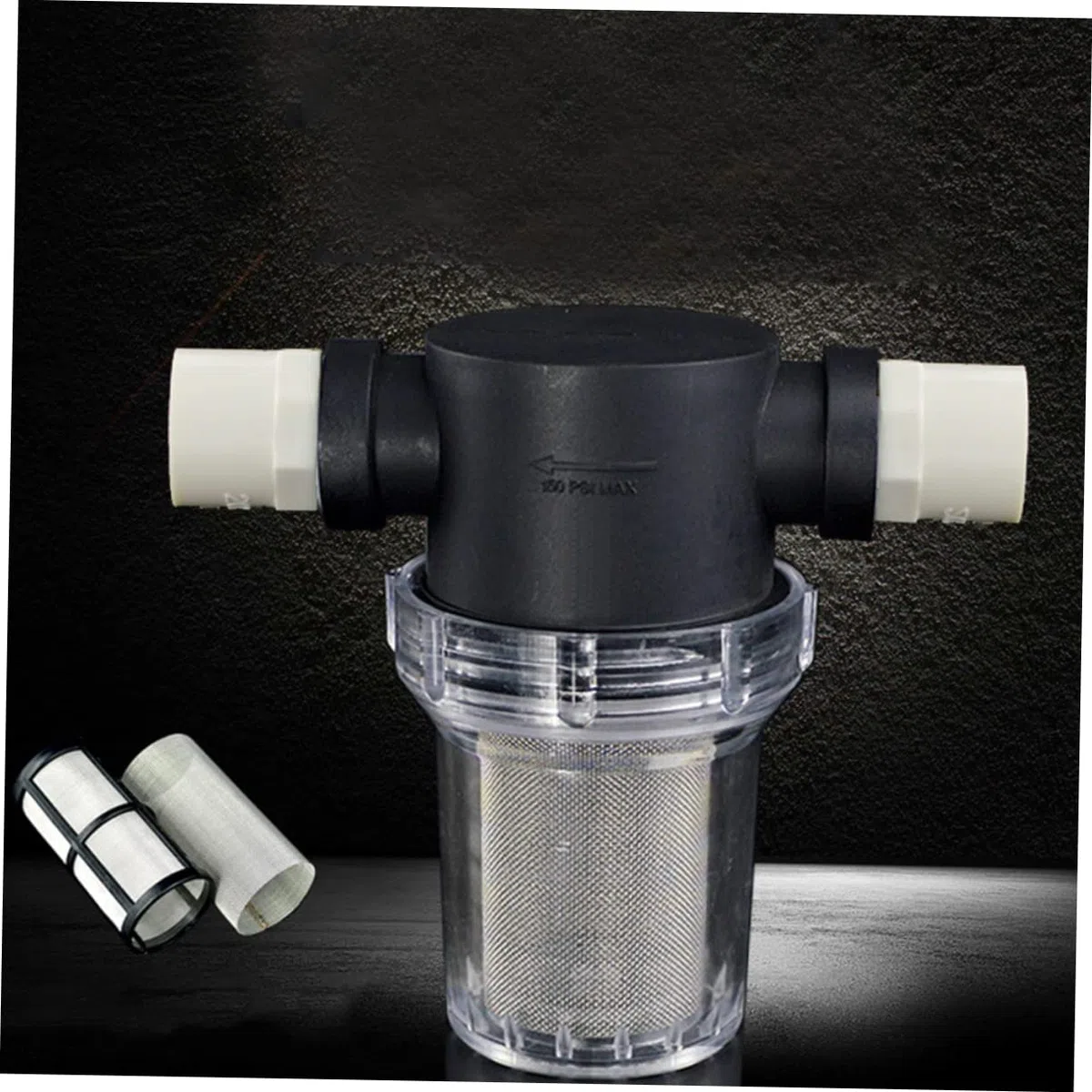 Gatuida 3piezas Filtro De Agua para Lavadora y Jardín con Conexión De Alta Presión Incluye Tubo PVC Malla para Proteger Hidrolimpiadoras y Mangueras De Jardín Negro