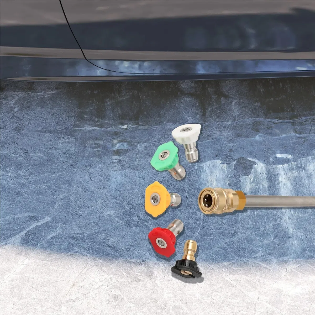 Lanza De ExtensióN Para Hidrolimpiadora Herramienta de limpieza canaletas con conector rápido 1/4", 4000 PSI, varillas extensión for hidrolavadora, limpiador techos boquillas(11.8*7*21.9cm)