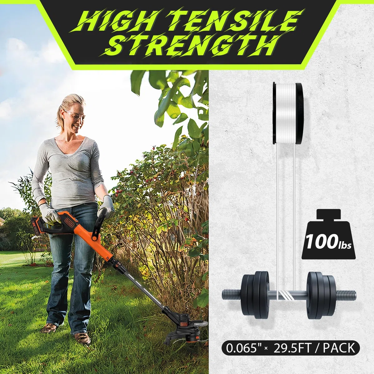 Paquete de 12 cuerdas para malezas compatibles con Black+Decker, 29.5 pies/0.08 pulgadas (AF-100), carrete de repuesto para línea de recortadora Black+Decker (12 carretes, 2 tapas y 2 resortes)