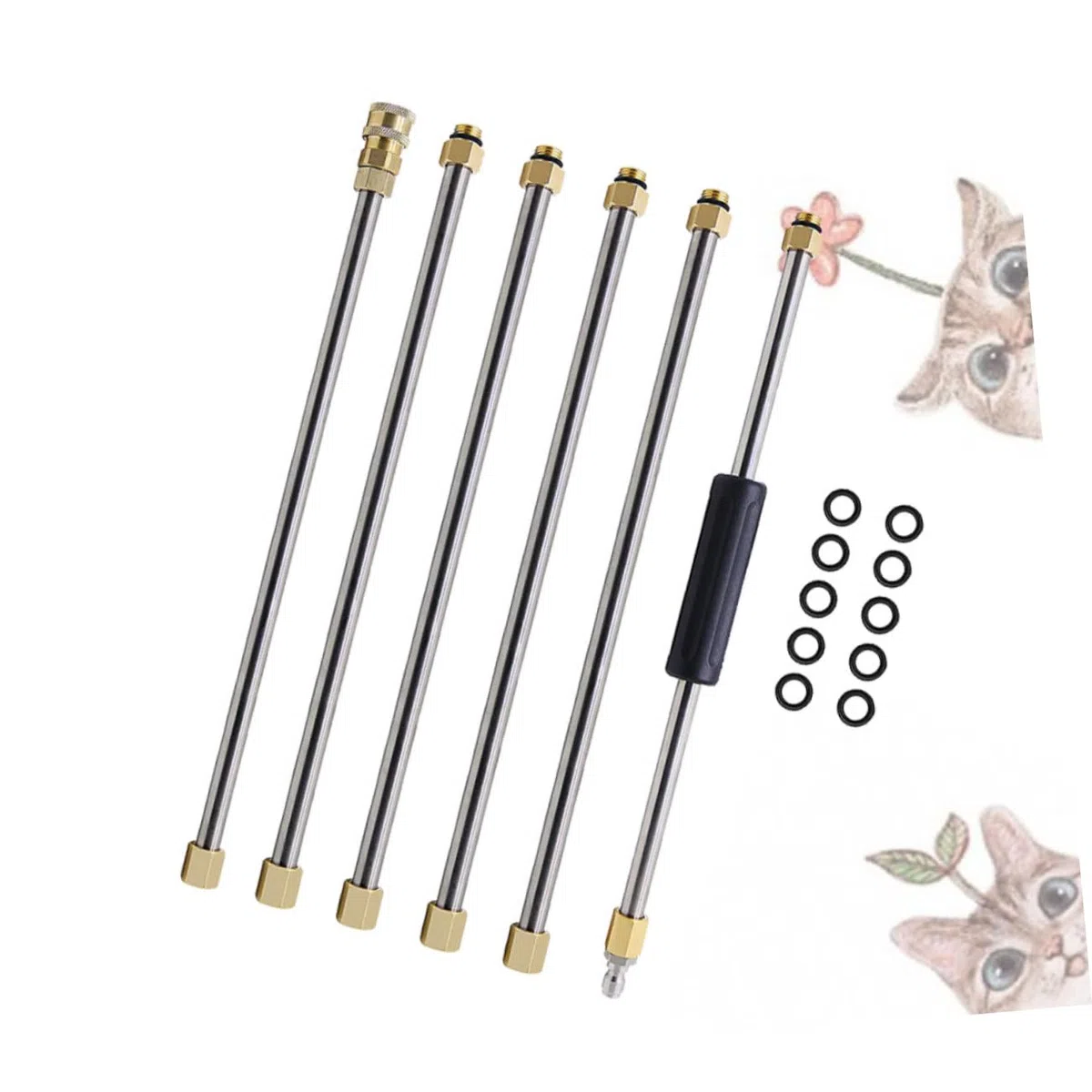 Lanza para Hidrolimpiadora 6 Piezas 14mm de Acero Inoxidable | Conector Rápido de 1/4 de Pulgada, para Lavado de Coches y Limpieza de Suelos y Equipos