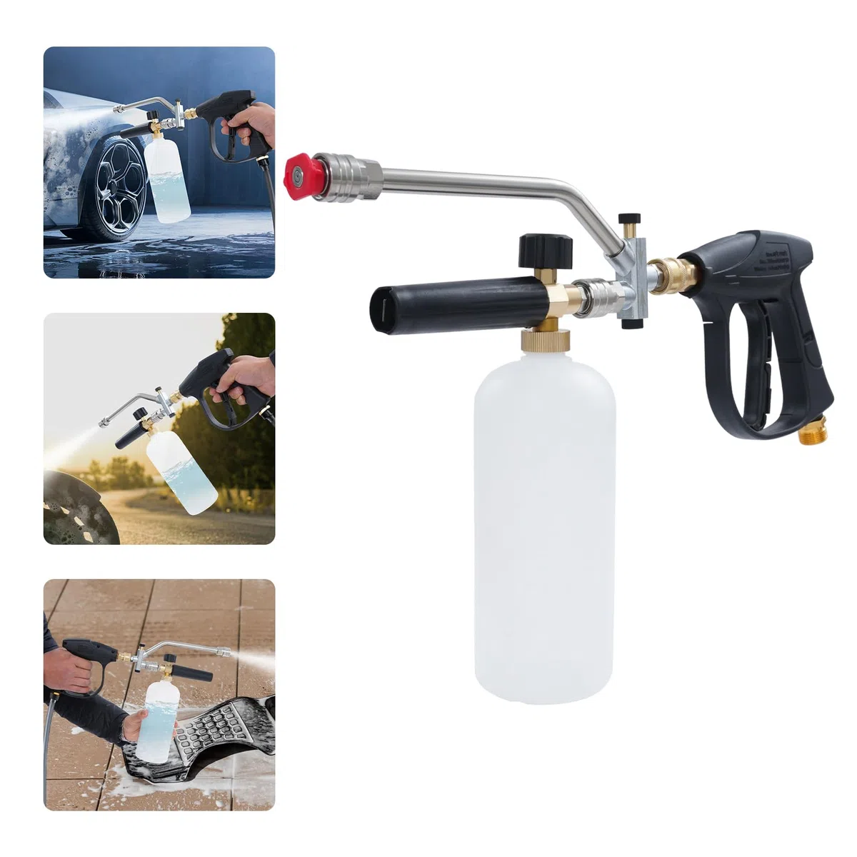 Pistola de alta presión 2 en 1, kit de pistola de alta presión con 5 boquillas intercambiables, 4350 psi, pistola de espuma con acoplamiento rápido de 1/4 pulgadas, para coche, patio, casa