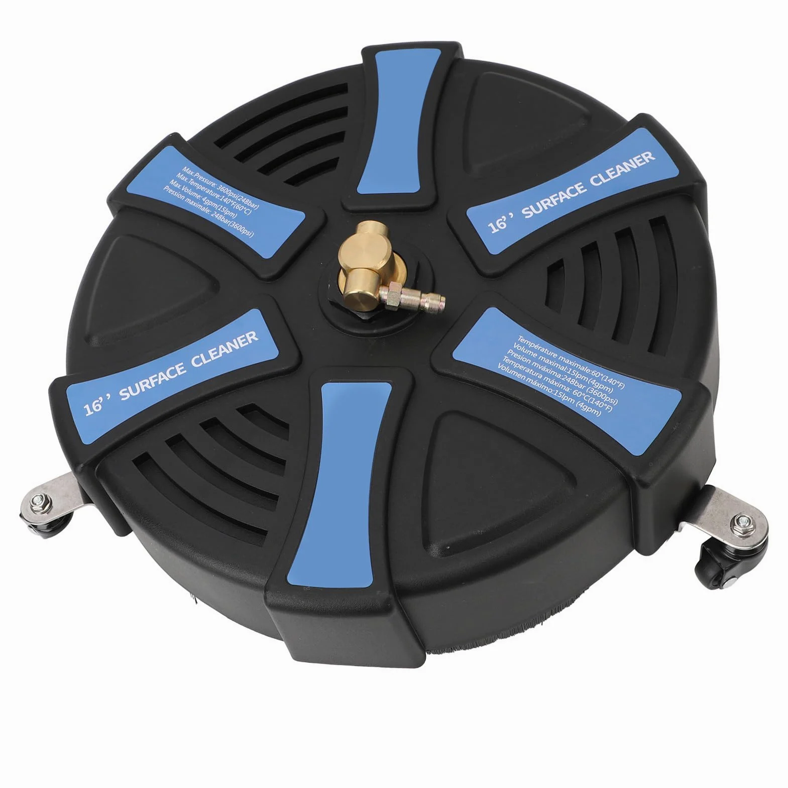 Aramox Limpiador de Superficies para Lavadora a Presión, Accesorio para Lavadora Eléctrica de Acero Inoxidable con 3 Ruedas, 16 Pulgadas, 3600 PSI, 2 Varillas de Extensión, para Entrada, Acera, Patio,