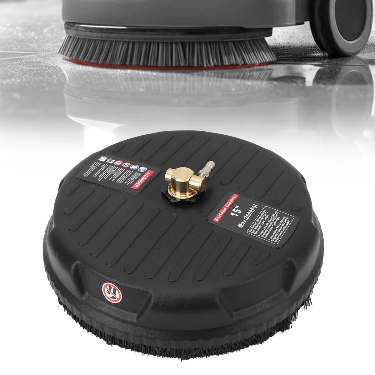 Rengue Limpiador de Superficies para Lavadora a Presión, Carcasa de Acero Inoxidable con Varilla de Extensión, 15 Pulgadas, 4 Ruedas, 4000 PSI, 4 GPM, para Propietarios de Viviendas, Limpieza de