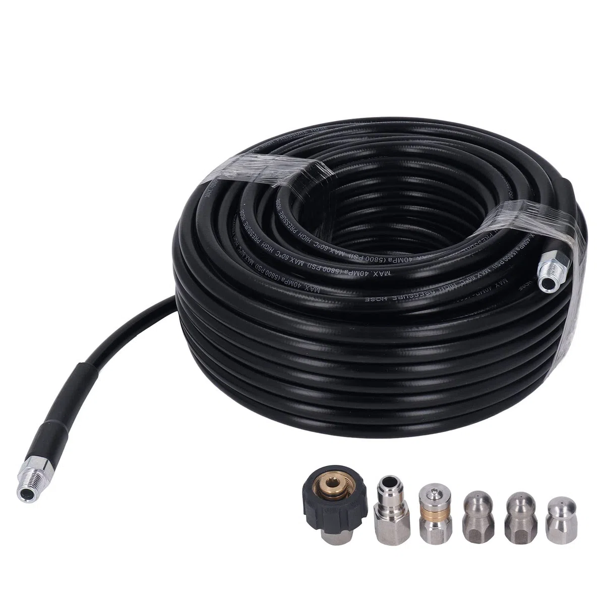 Kit de Conector de Manguera de Presión Wa Manguera Limpiadora de Drenaje de 100 Pies 5800PSI 1 4 I NPT Kit de Chorro de Alcantarillado a Presión Con 2 Llaves Con Rosca Hembra M22