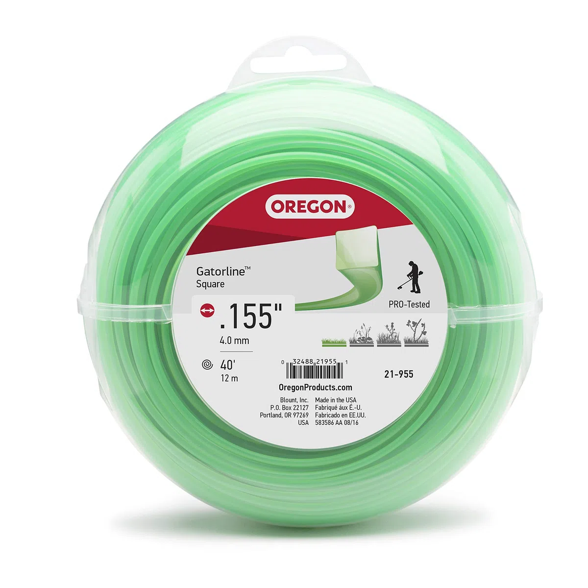 Oregon 21 – 955 Gatorline 1/2-pound Bobina de .155-inch-by-42-foot Forma Cuadrada desbrozadora Line