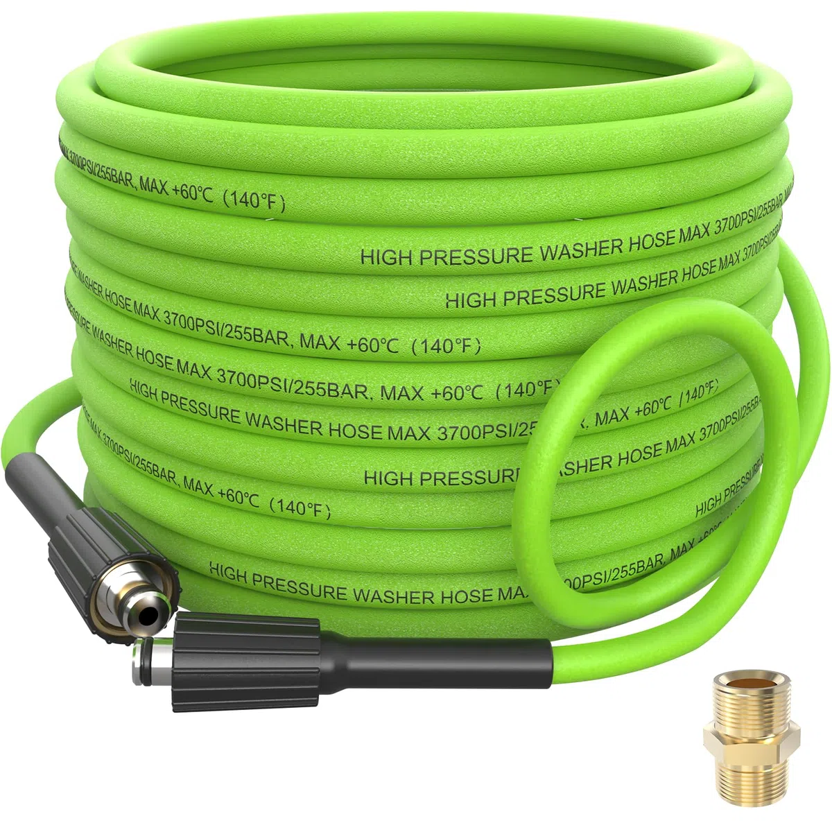 APOWER Manguera de lavado a presión de 50 pies x 1/4 pulgadas, manguera de lavado eléctrica súper flexible resistente a torceduras, extensión de manguera de agua de alta presión de repuesto para uso