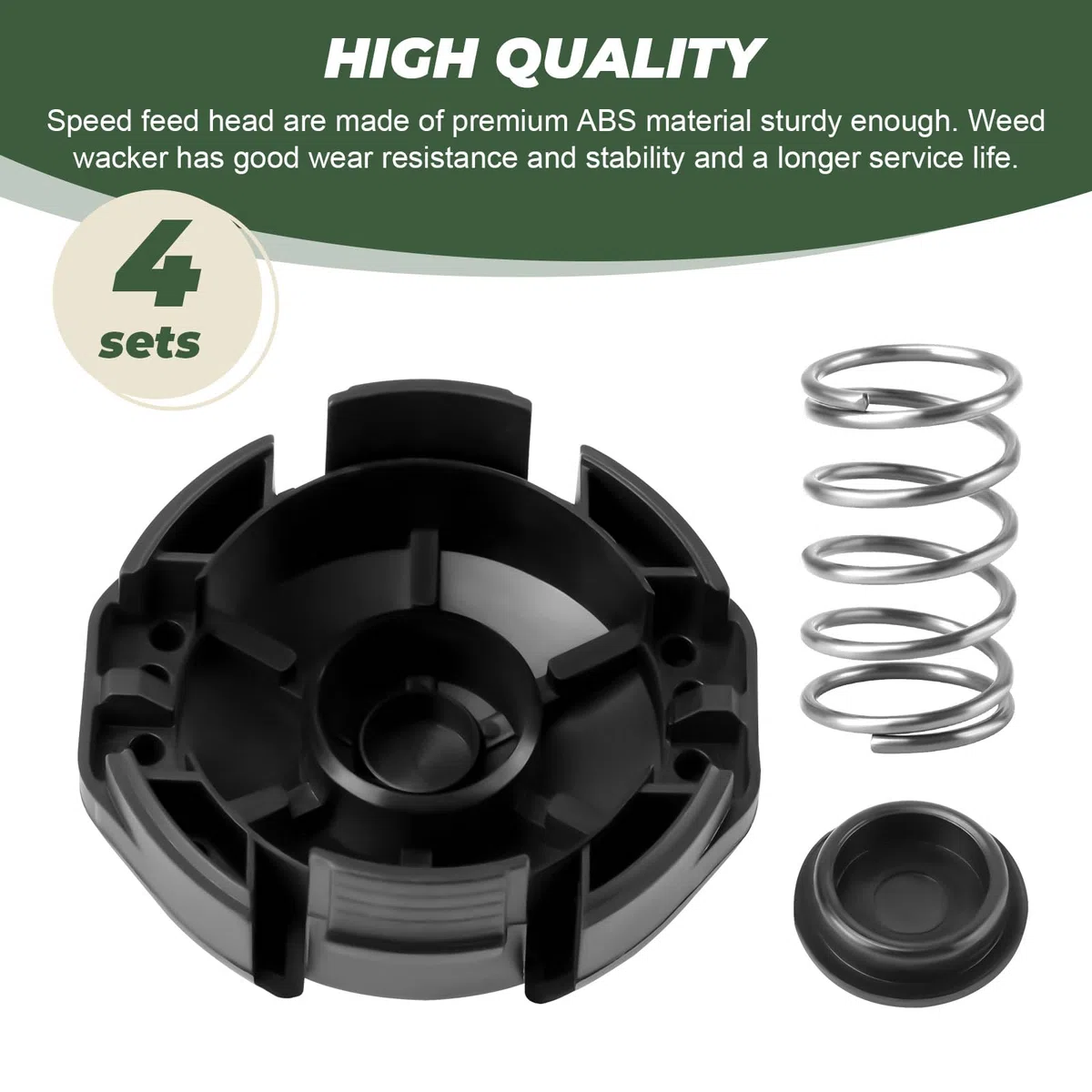 X472000070 - Tapa de alimentación de velocidad de malezas 400 y kit de resorte para Echo Weedeater, cabezales de 4 pulgadas SRM-225, SRM-230, PAS-225 (paquete de 4)