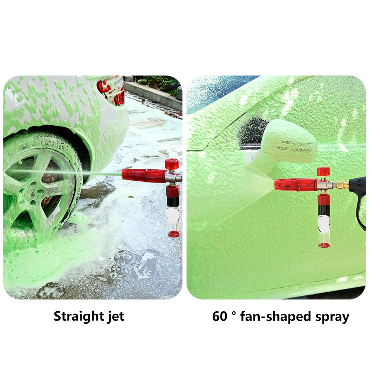 Dispensador de jabón de espuma de succión a presión con conector rápido de 1/4 pulgadas para lavado de coche, motocicleta, dispensador de jabón de espuma de alta presión con boquilla ajustable
