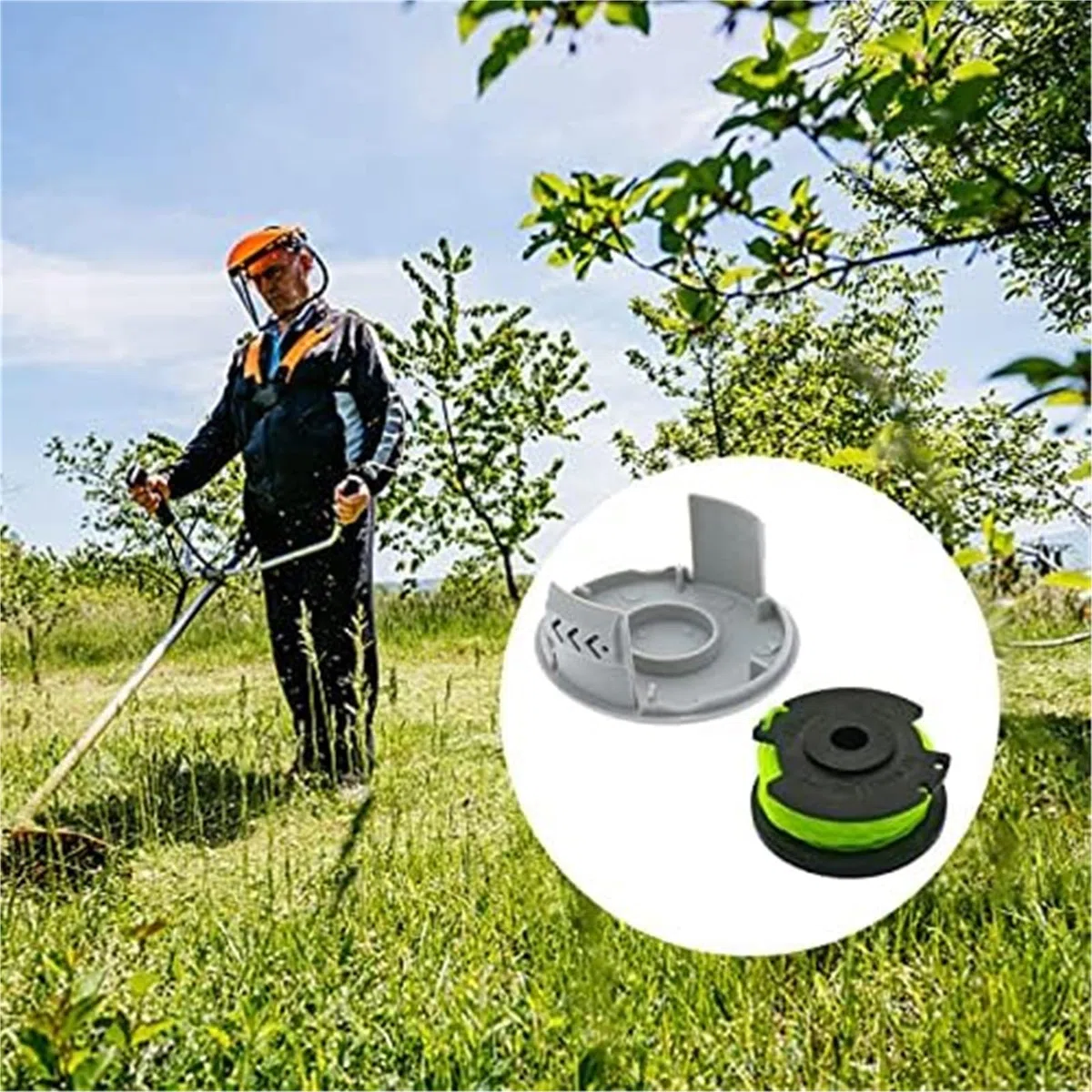 Wivplex Carrete para cortacésped Carrete de desbrozadora, para línea de Repuesto de cortadora de Hilo para Ryobi Rac143 6.1MX 2Mm 36V, RLT36B33 RY36LT33A-0(Black 8 2)