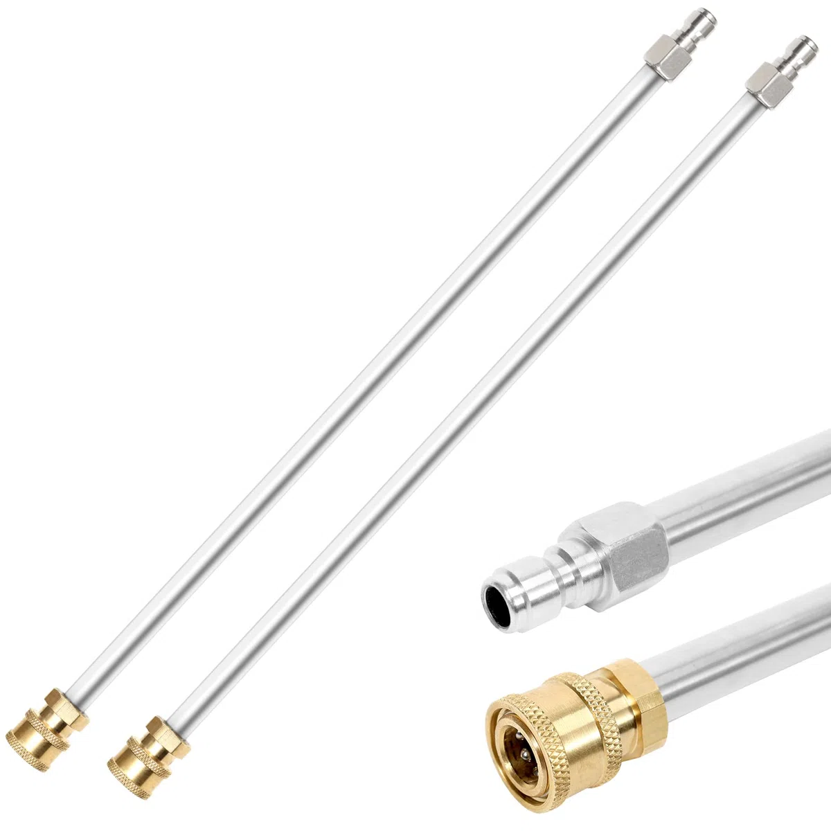 Varita de lavado a presión, varita de extensión de lavadora a presión de 40 pulgadas, lanza de lavadora eléctrica de conexión rápida de acero inoxidable de 1/4 pulgadas, paquete de 2
