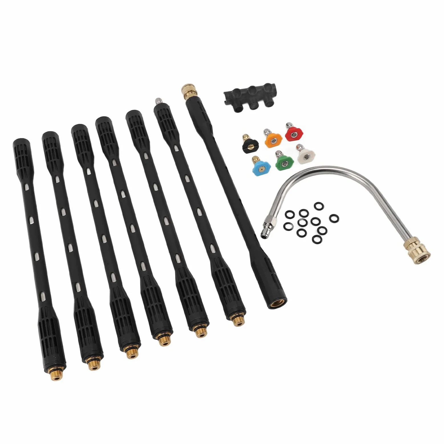 Lanza de extensión para hidrolavadora con Conector de 1/4 de Pulgada, Varilla de Acero Inoxidable para Limpieza de canalones con Carcasa Negra para techos y Paredes Exteriores.