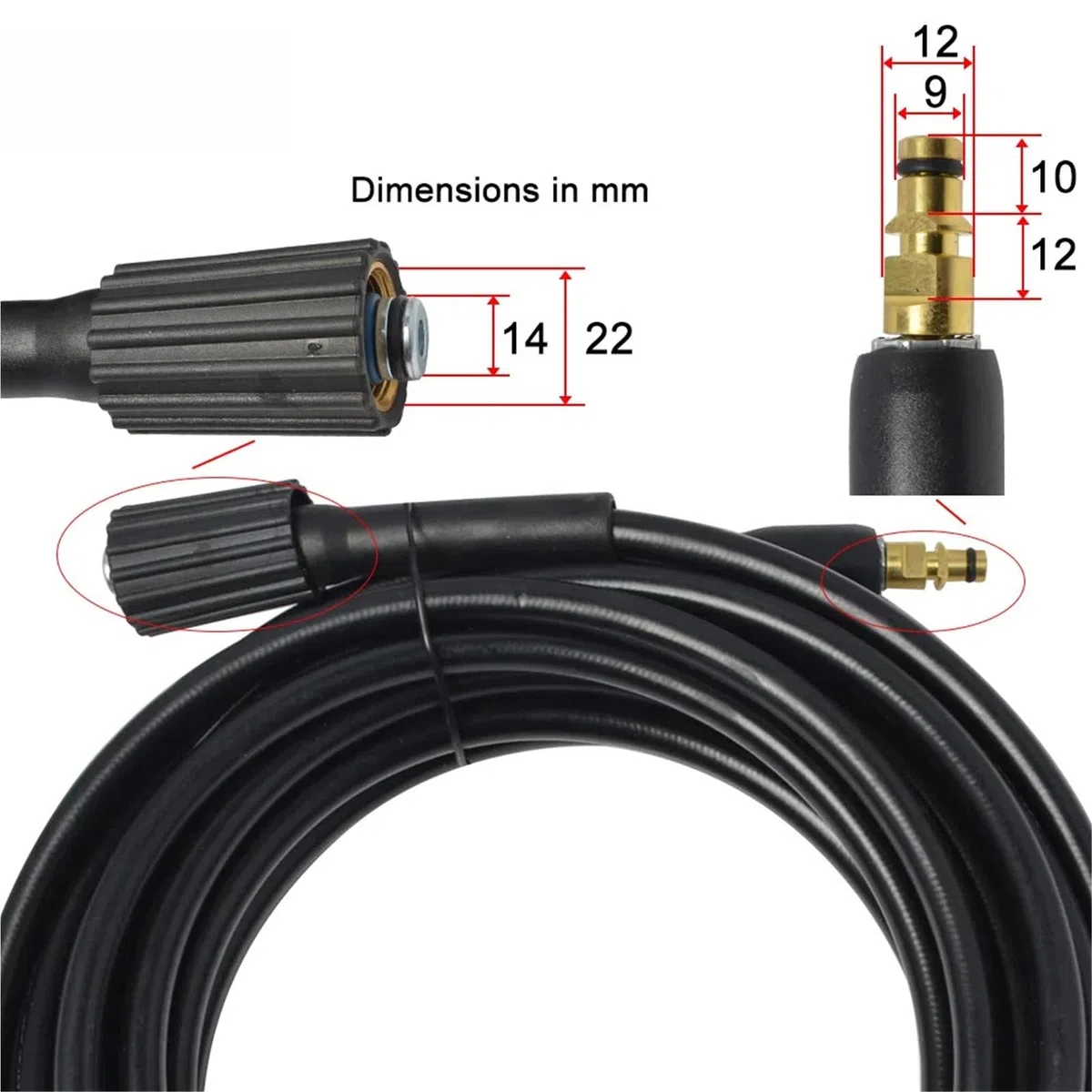 Genérico Compatible con Lavadora a presión Karcher, Cable de Manguera for Lavadora de Alta presión de 6~10m, Manguera de Limpieza de Agua for Uso en Exteriores y Fregadero