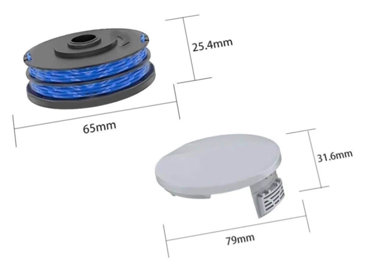 for Carrete de repuesto y cubierta for Ryobi RLT4027 RLT4125 RLT5027 RLT5127 RLT6030 RLT6130, accesorios for hilo de desbrozadora de césped(6+2)