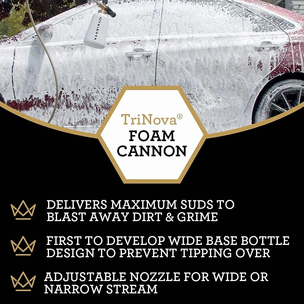 TriNova - Cañón de espuma para hidrolimpiadora, cuello de ancho original, pistola de espuma de alta resistencia con base ancha, para cuidado del coche
