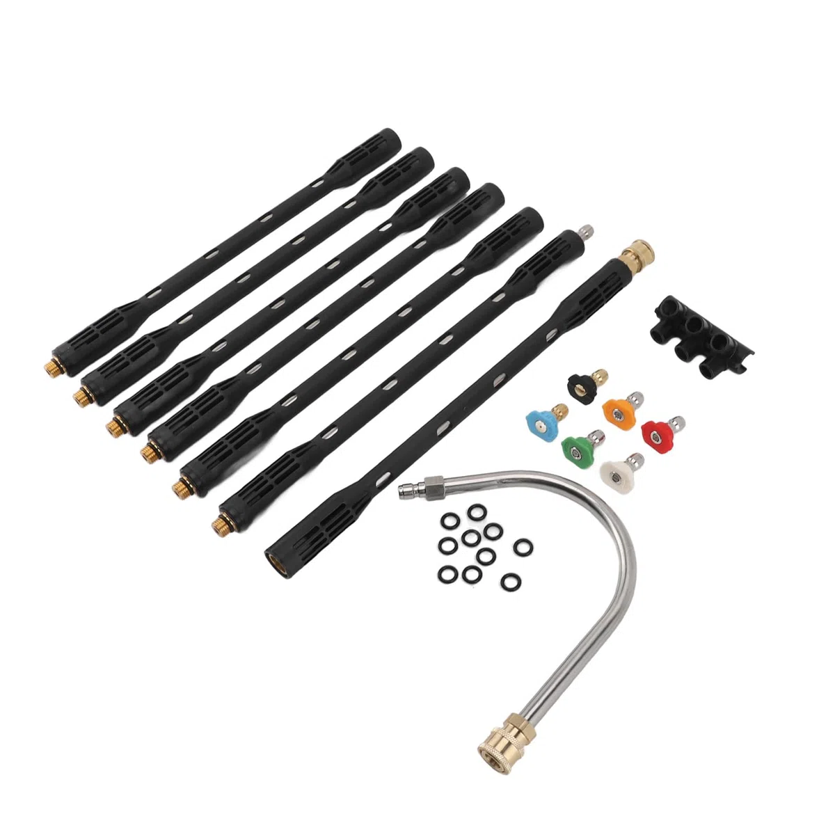 Lanza de extensión para hidrolavadora con Conector de 1/4 de Pulgada, Varilla de Acero Inoxidable para Limpieza de canalones con Carcasa Negra para techos y Paredes Exteriores.