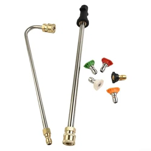 Kit de varita de extensión para limpiador de canalones, lanza de lavado a presión de 74 cm con 5 boquillas para la serie K2-7, herramienta profesional de limpieza de canalones